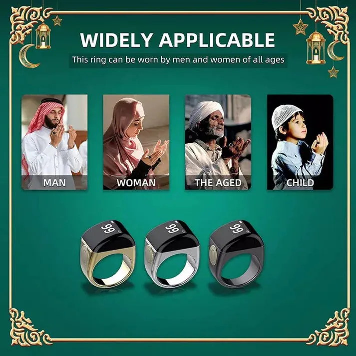 Crony QB702 smart tasbeeh ring Muslim gift quran qibla smart Electronic counter ring Digital Azan Alarm Clock Tasbeeh Tasbih Zikr Ring