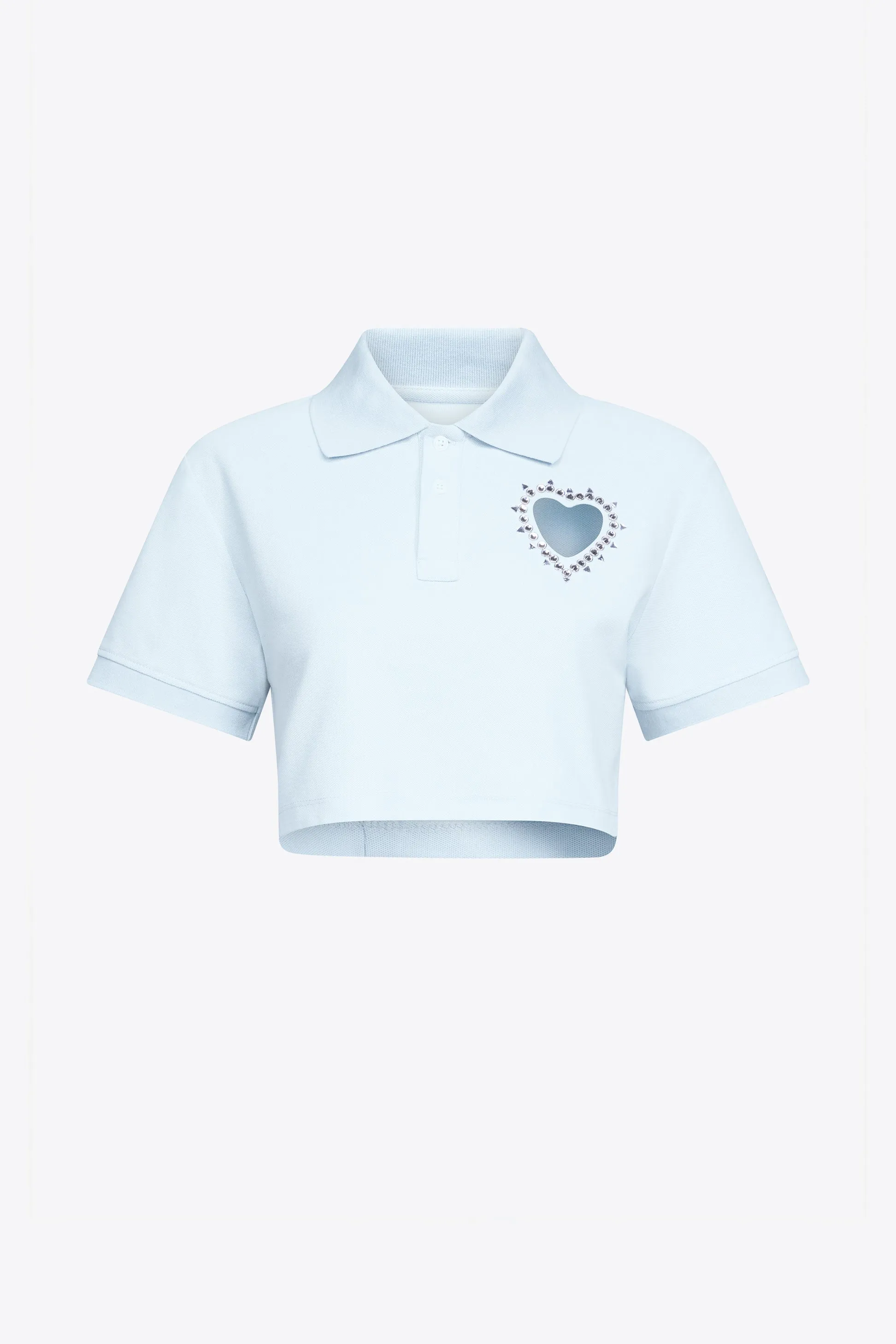 CRYSTAL HEART CUTOUT CROPPED POLO