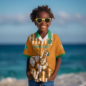 Custom Ivory Coast Football Kid Hawaiian Shirt Les Elephants 3rd Champions Proud LT14