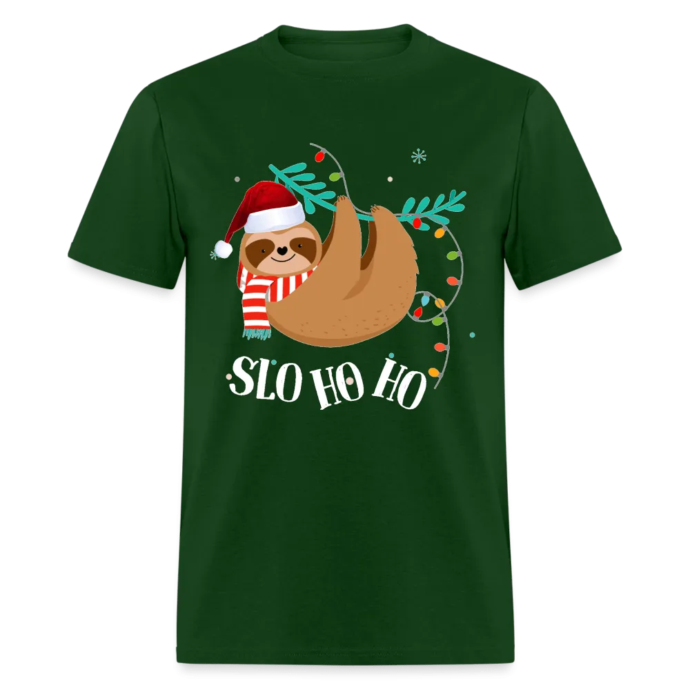 Cute And Funny Sloth Slo Ho Ho Christmas T-Shirt - Family Shirts Men, Woman Christmas T Shirts