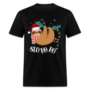 Cute And Funny Sloth Slo Ho Ho Christmas T-Shirt - Family Shirts Men, Woman Christmas T Shirts