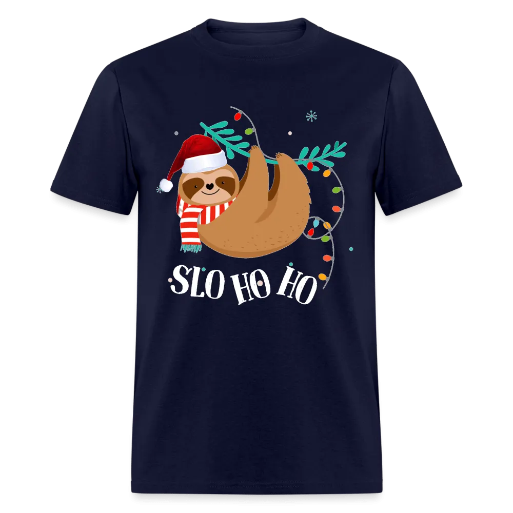 Cute And Funny Sloth Slo Ho Ho Christmas T-Shirt - Family Shirts Men, Woman Christmas T Shirts