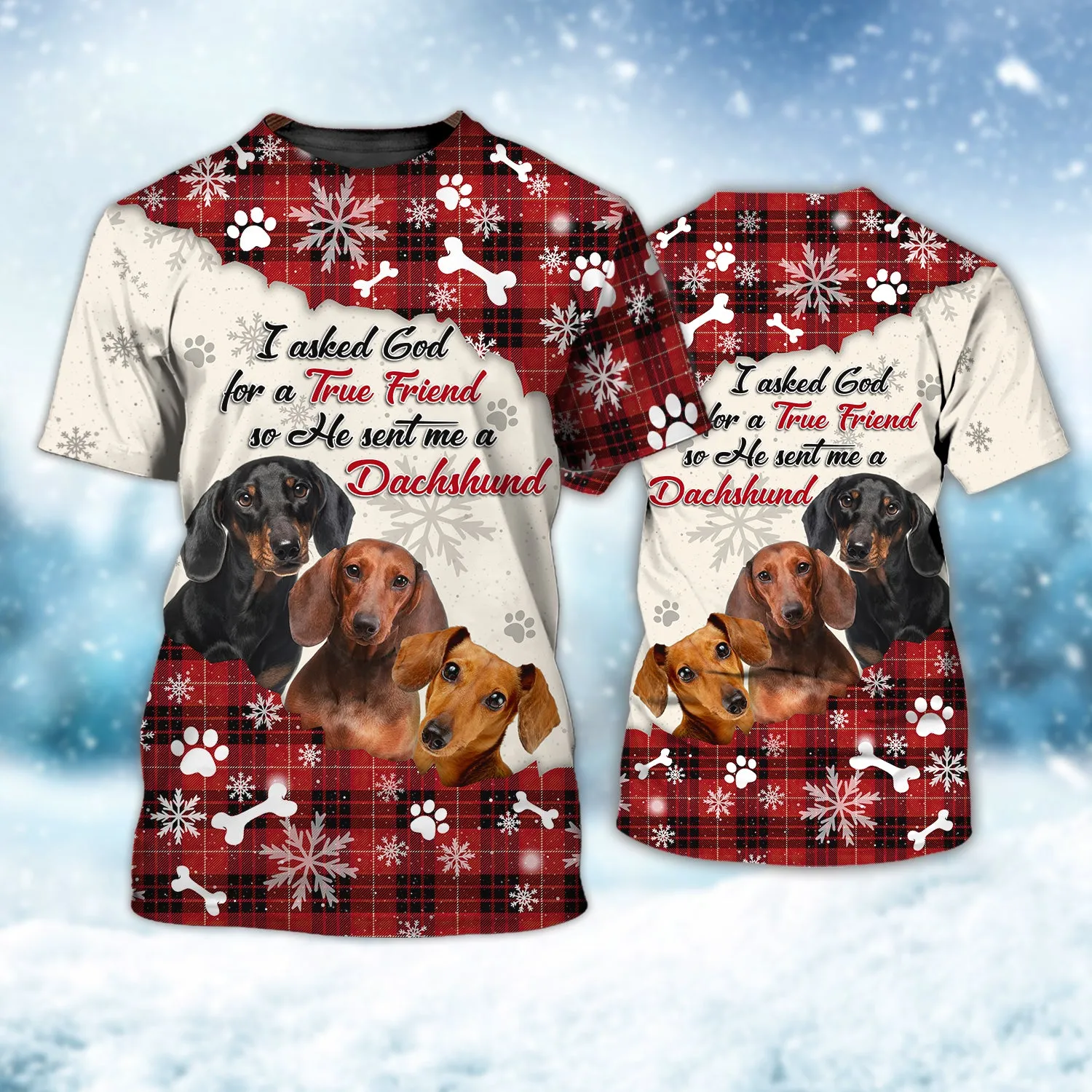 Dachshund - God Sent Me True Friend 3D Full Print Shirts Dog
