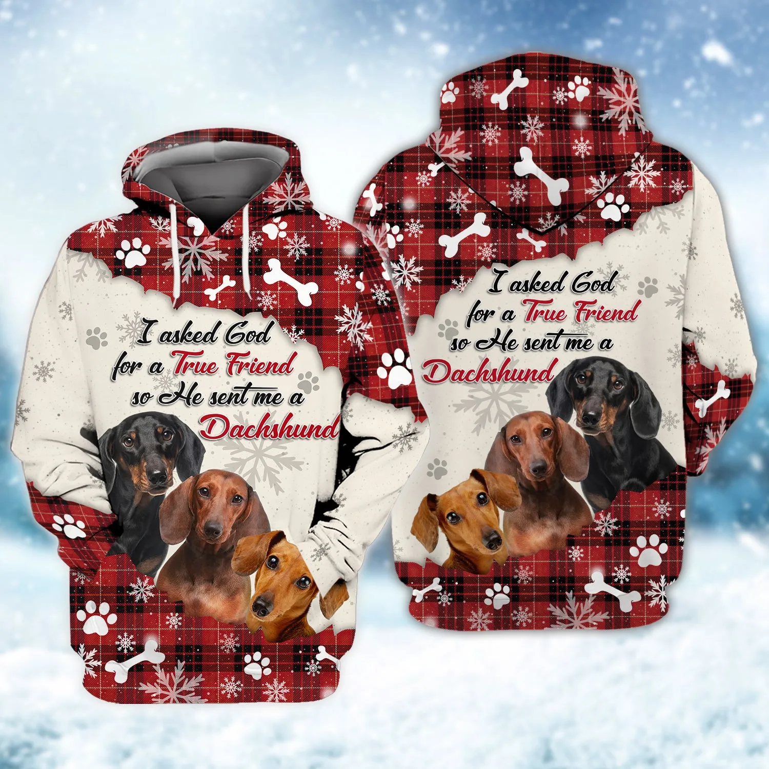 Dachshund - God Sent Me True Friend 3D Full Print Shirts Dog