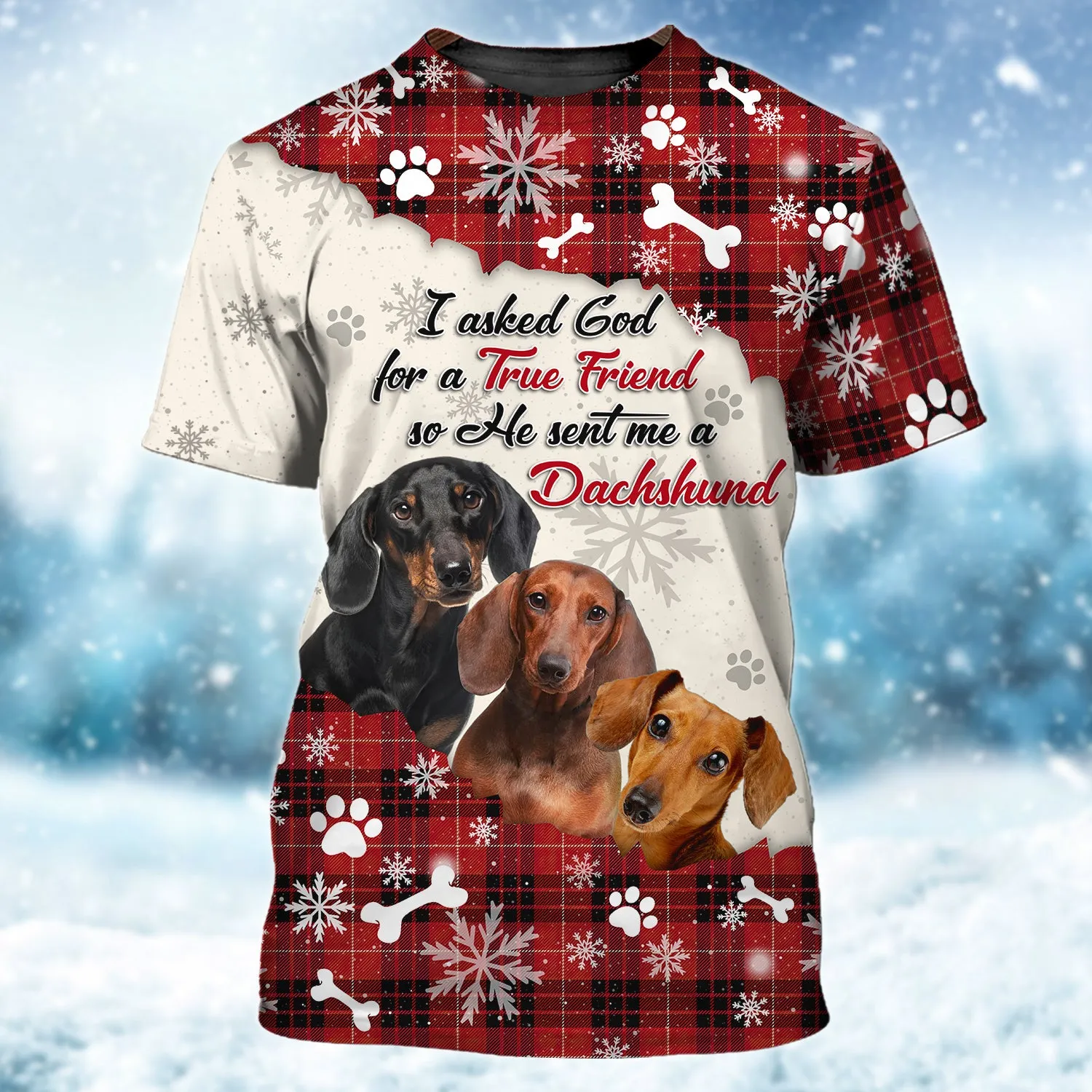 Dachshund - God Sent Me True Friend 3D Full Print Shirts Dog