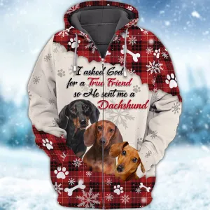 Dachshund - God Sent Me True Friend 3D Full Print Shirts Dog