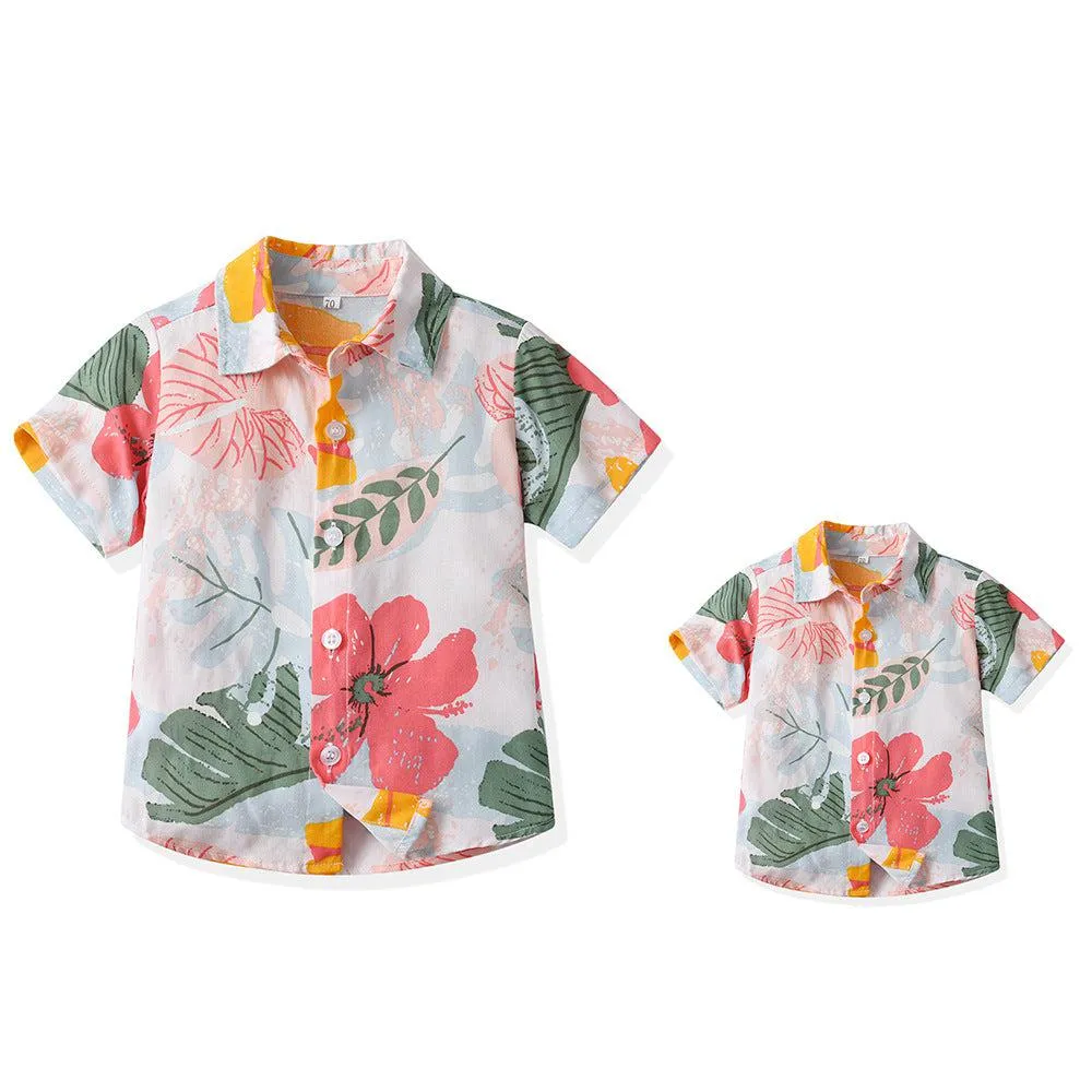 Dad and Son Matching Hawaiian Floral Shirts: Perfect for Father-Son Bonding