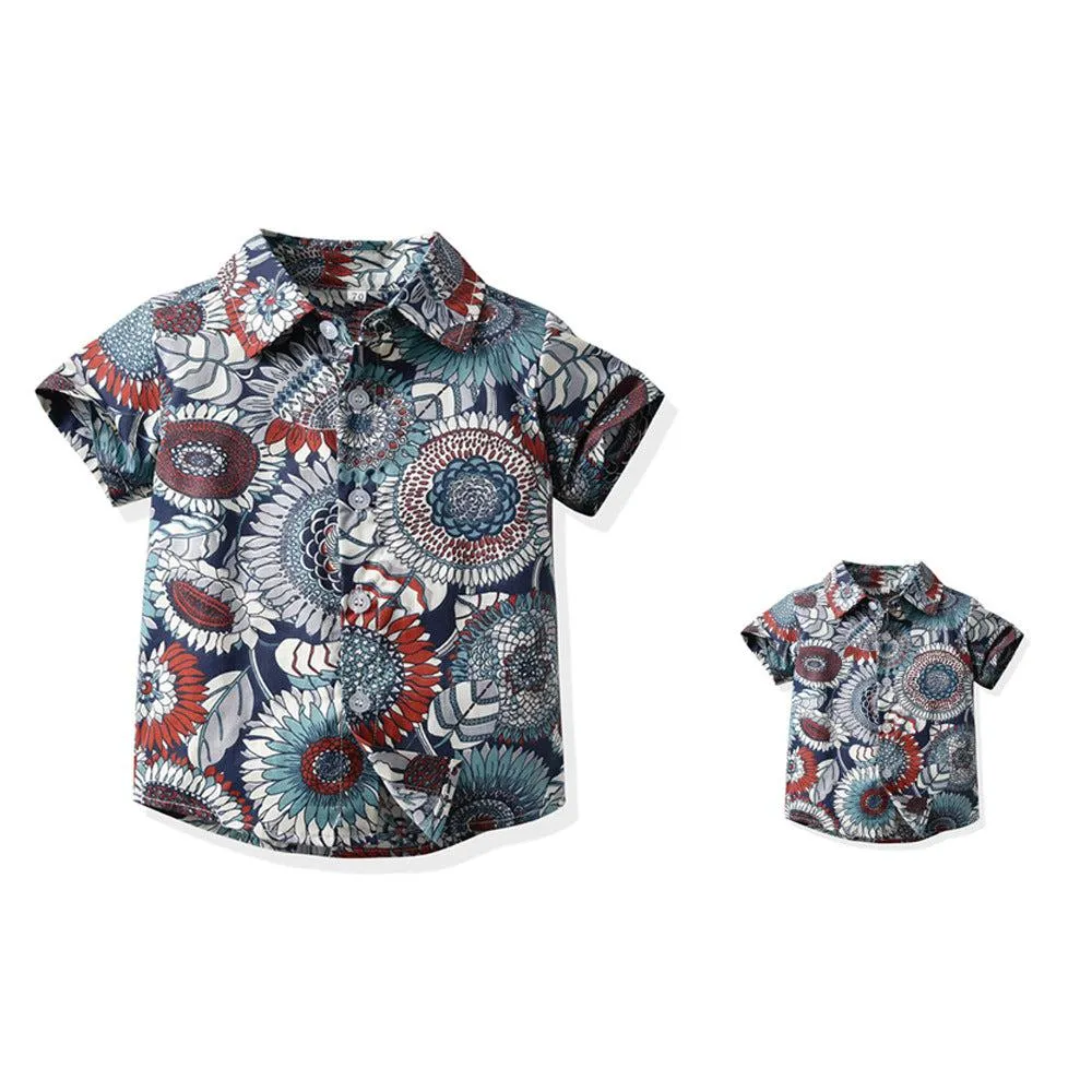 Dad and Son Matching Hawaiian Floral Shirts: Perfect for Father-Son Bonding