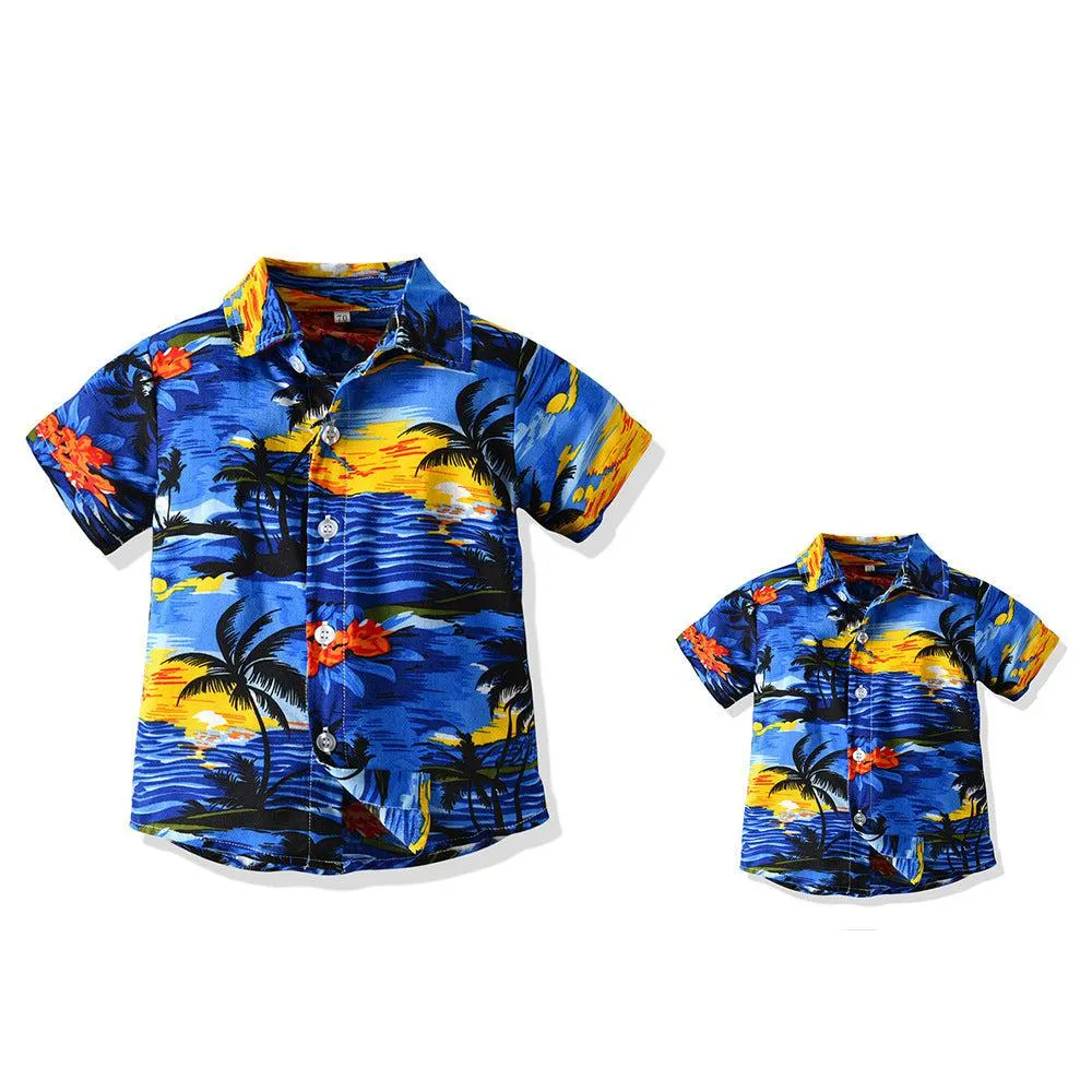 Dad and Son Matching Hawaiian Floral Shirts: Perfect for Father-Son Bonding