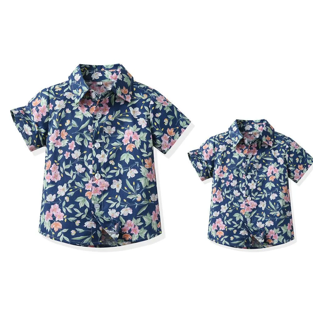 Dad and Son Matching Hawaiian Floral Shirts: Perfect for Father-Son Bonding
