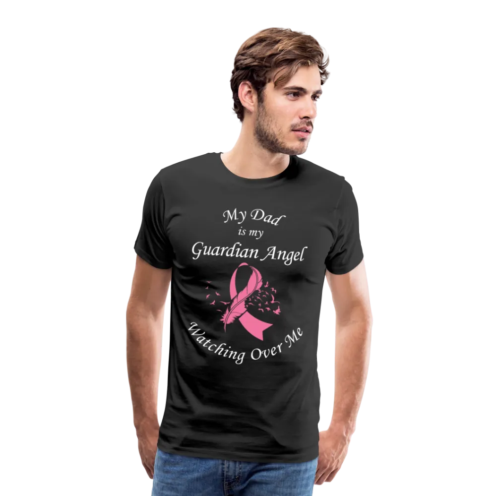 Dad Guardian Angel Cancer Ribbon Pink Front Print Men's Premium T-Shirt