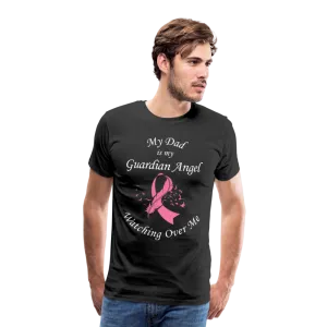 Dad Guardian Angel Cancer Ribbon Pink Front Print Men's Premium T-Shirt