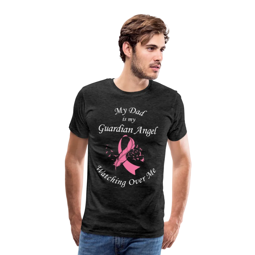 Dad Guardian Angel Cancer Ribbon Pink Front Print Men's Premium T-Shirt
