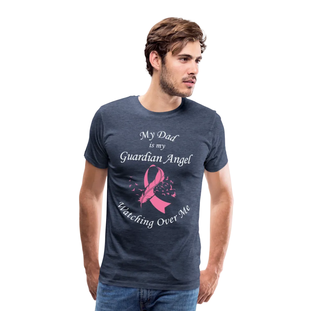 Dad Guardian Angel Cancer Ribbon Pink Front Print Men's Premium T-Shirt