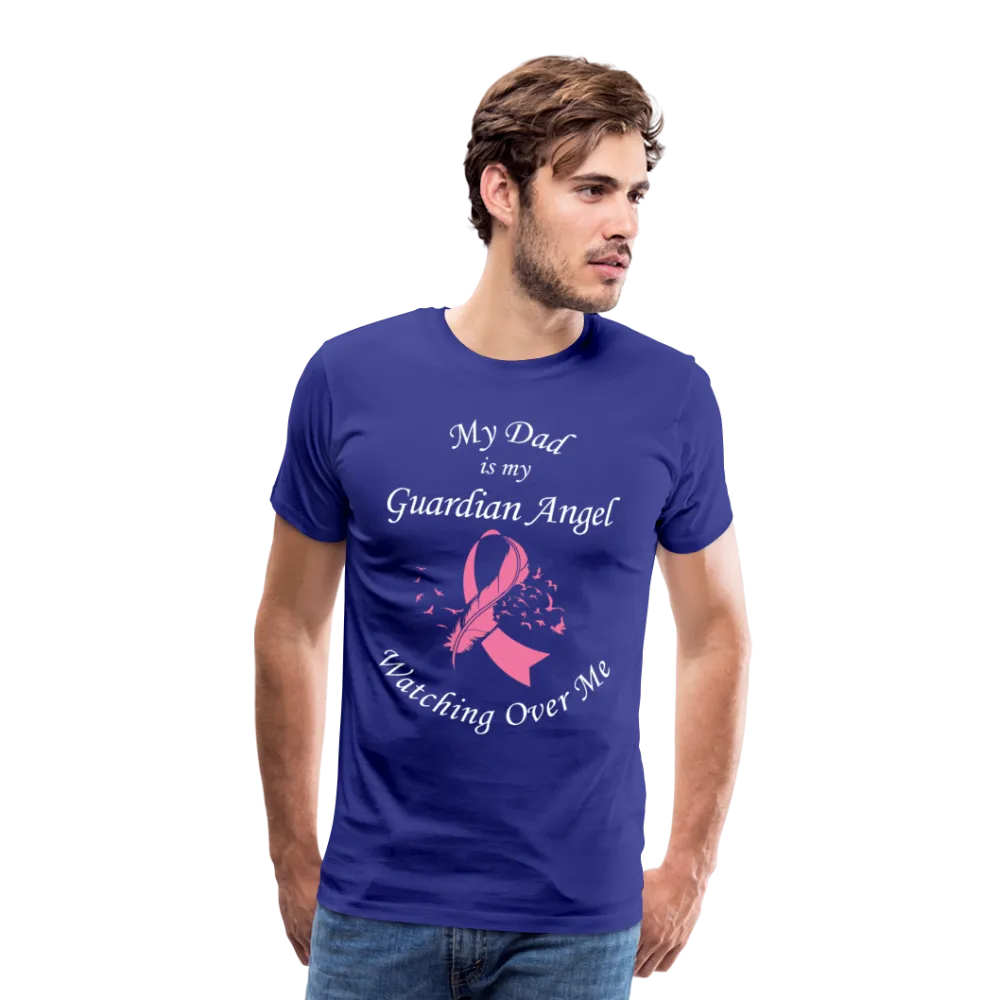 Dad Guardian Angel Cancer Ribbon Pink Front Print Men's Premium T-Shirt