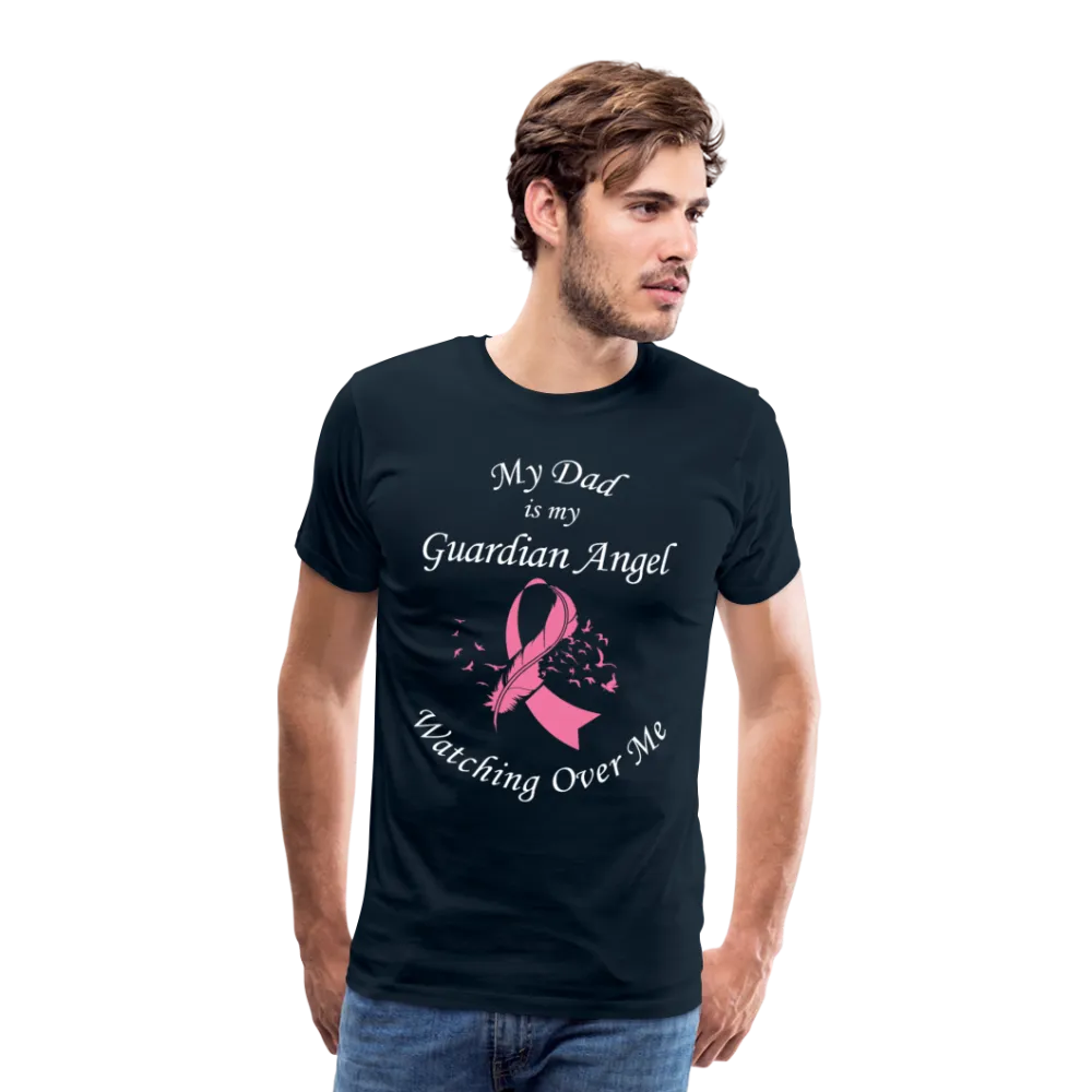 Dad Guardian Angel Cancer Ribbon Pink Front Print Men's Premium T-Shirt