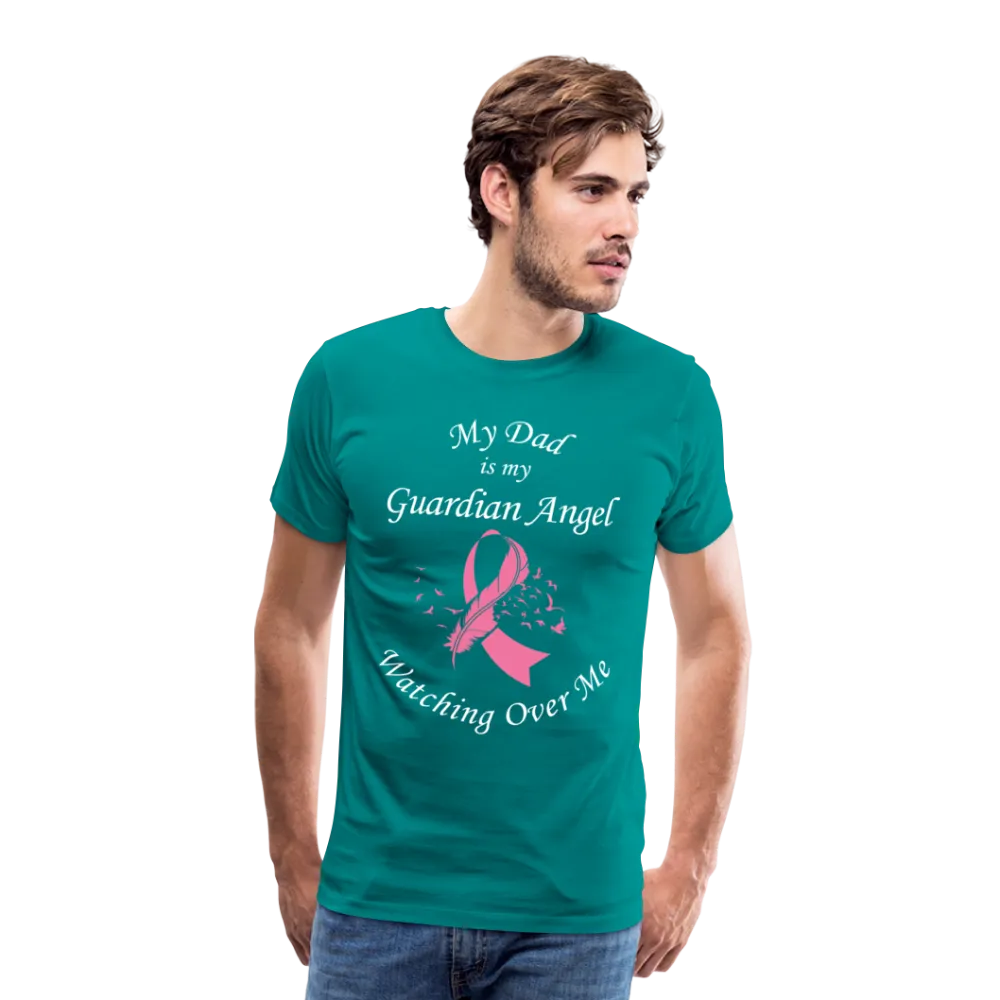 Dad Guardian Angel Cancer Ribbon Pink Front Print Men's Premium T-Shirt