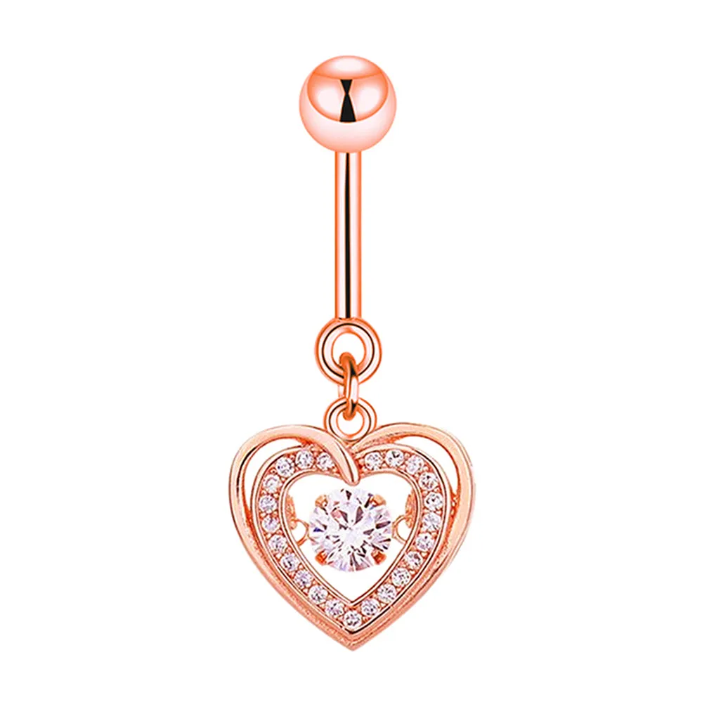 Dancing Diamond Dangle Heart Belly Button