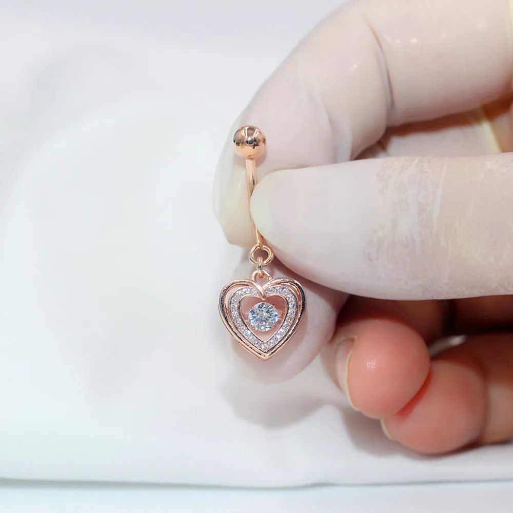 Dancing Diamond Dangle Heart Belly Button
