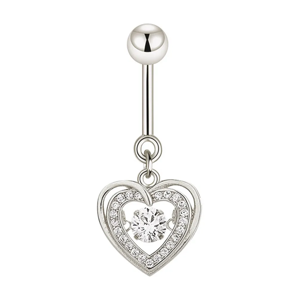 Dancing Diamond Dangle Heart Belly Button