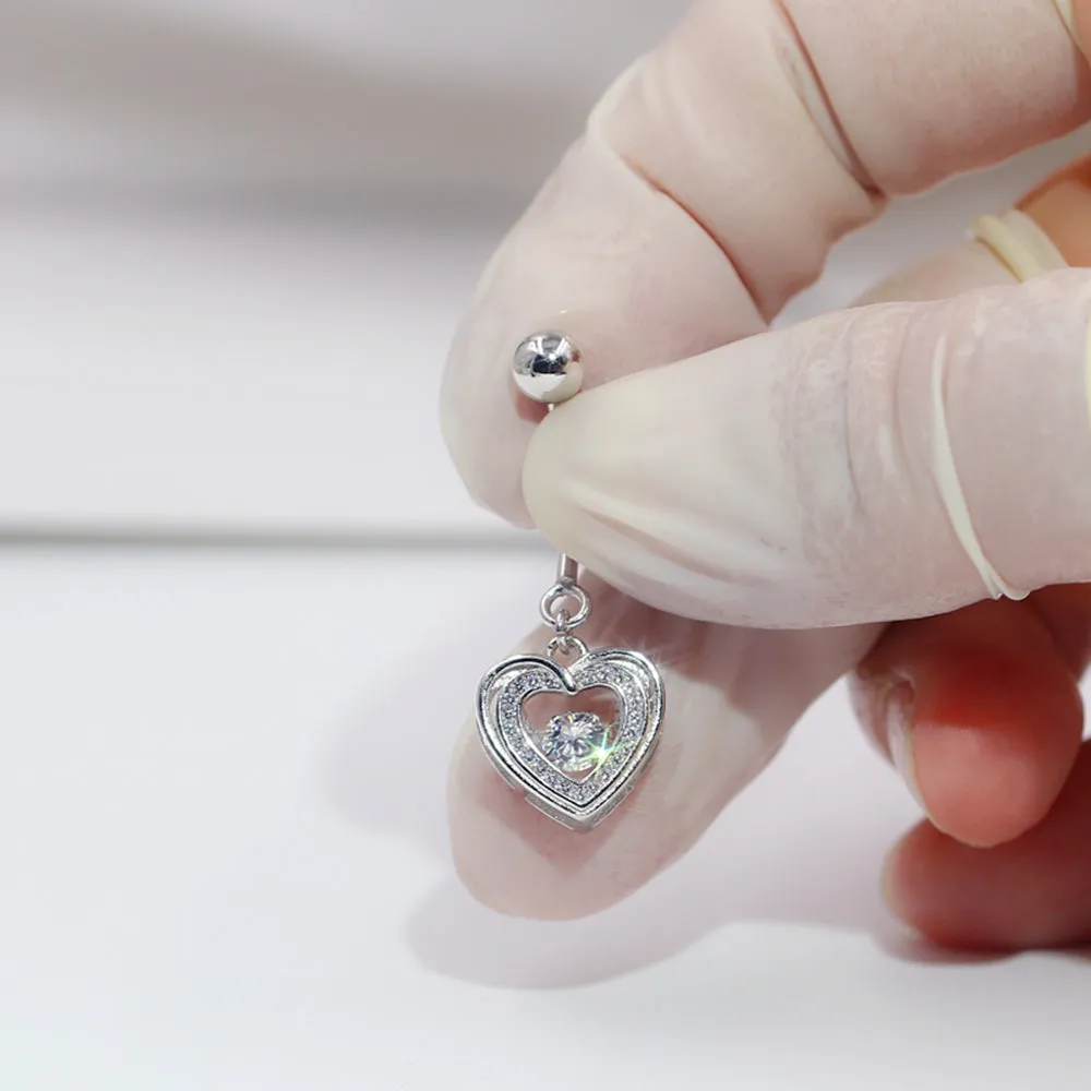 Dancing Diamond Dangle Heart Belly Button
