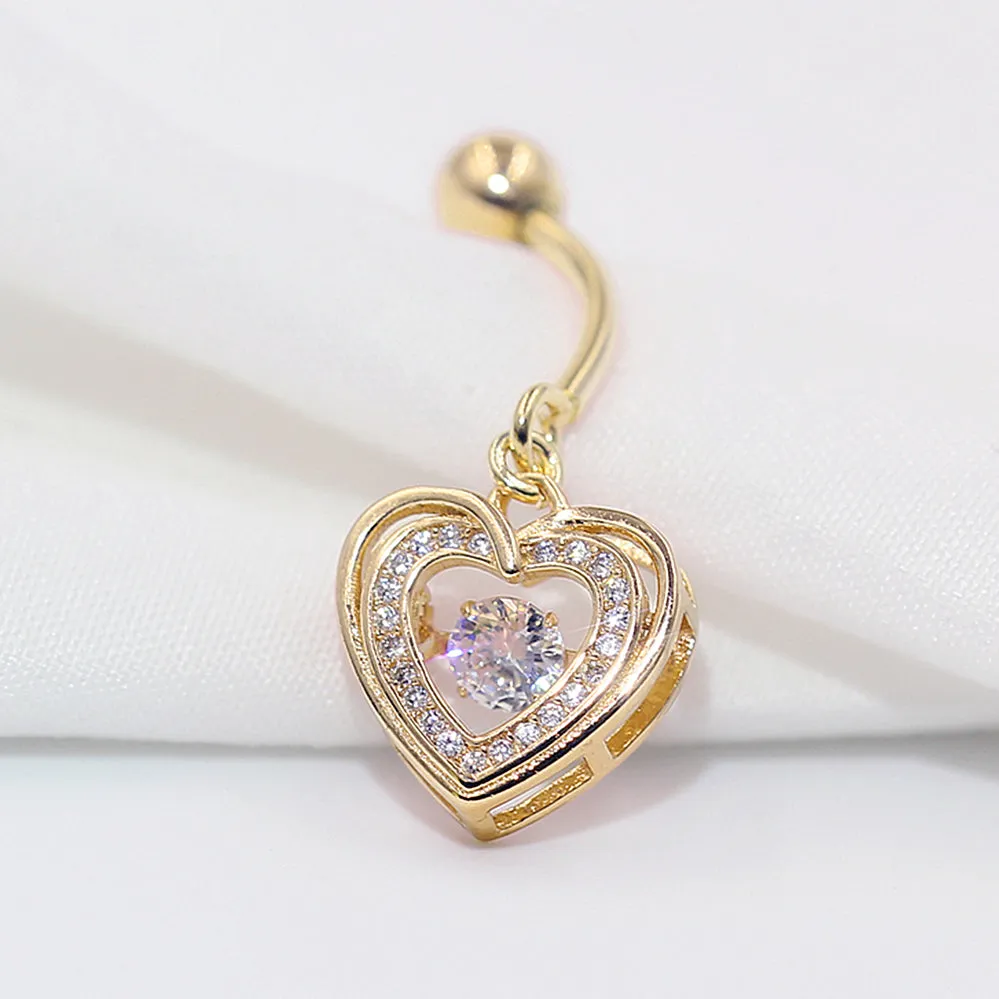 Dancing Diamond Dangle Heart Belly Button