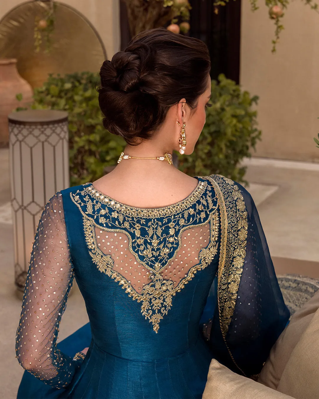 Dark Blue Raw Silk Pishwas for Pakistani Wedding Dresses