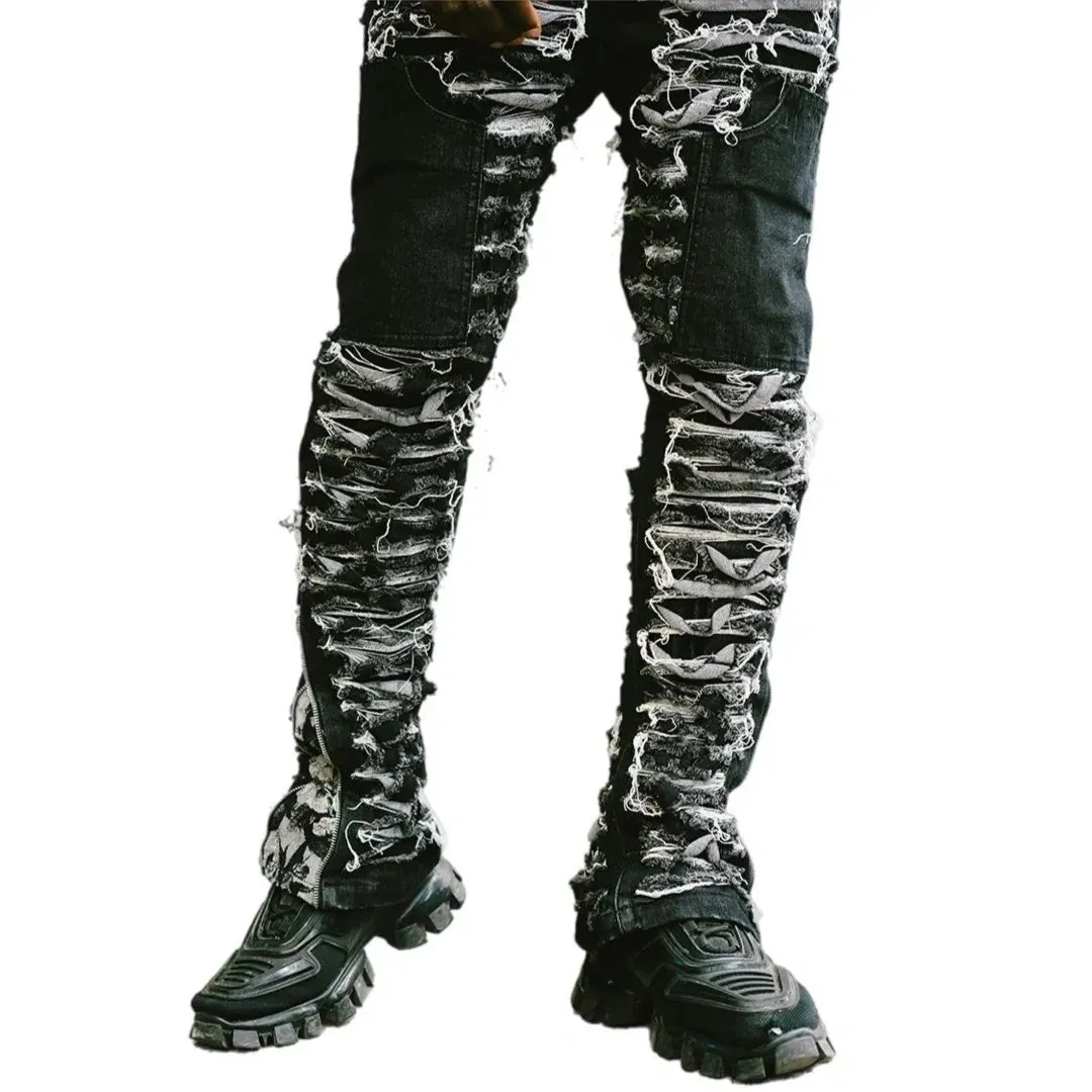 Dawn Damaged Flared Stacked Jeans