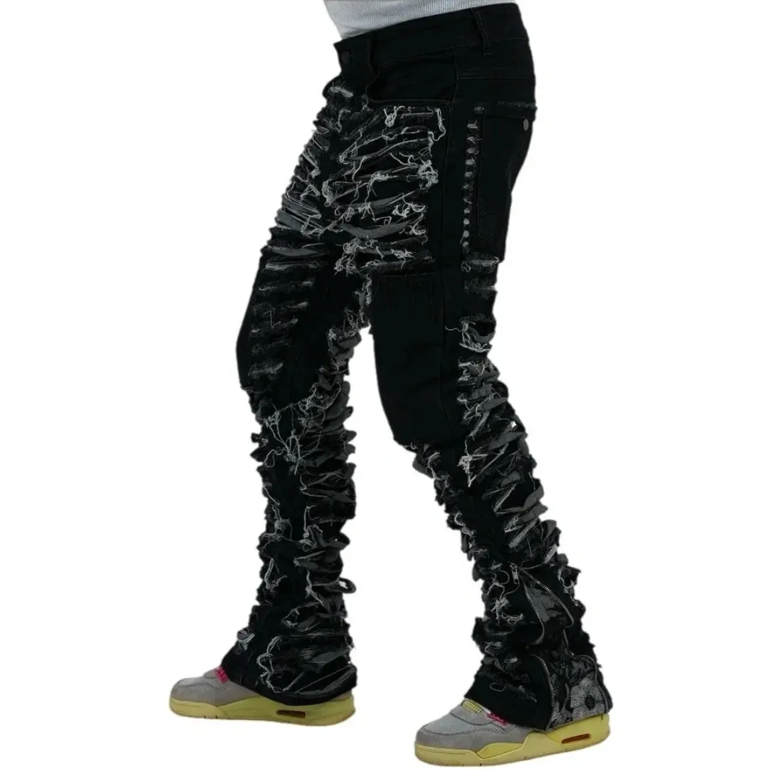 Dawn Damaged Flared Stacked Jeans