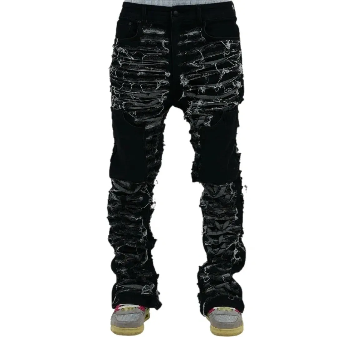 Dawn Damaged Flared Stacked Jeans