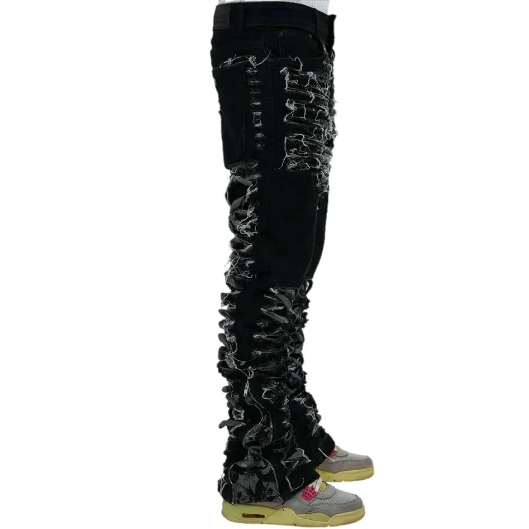 Dawn Damaged Flared Stacked Jeans