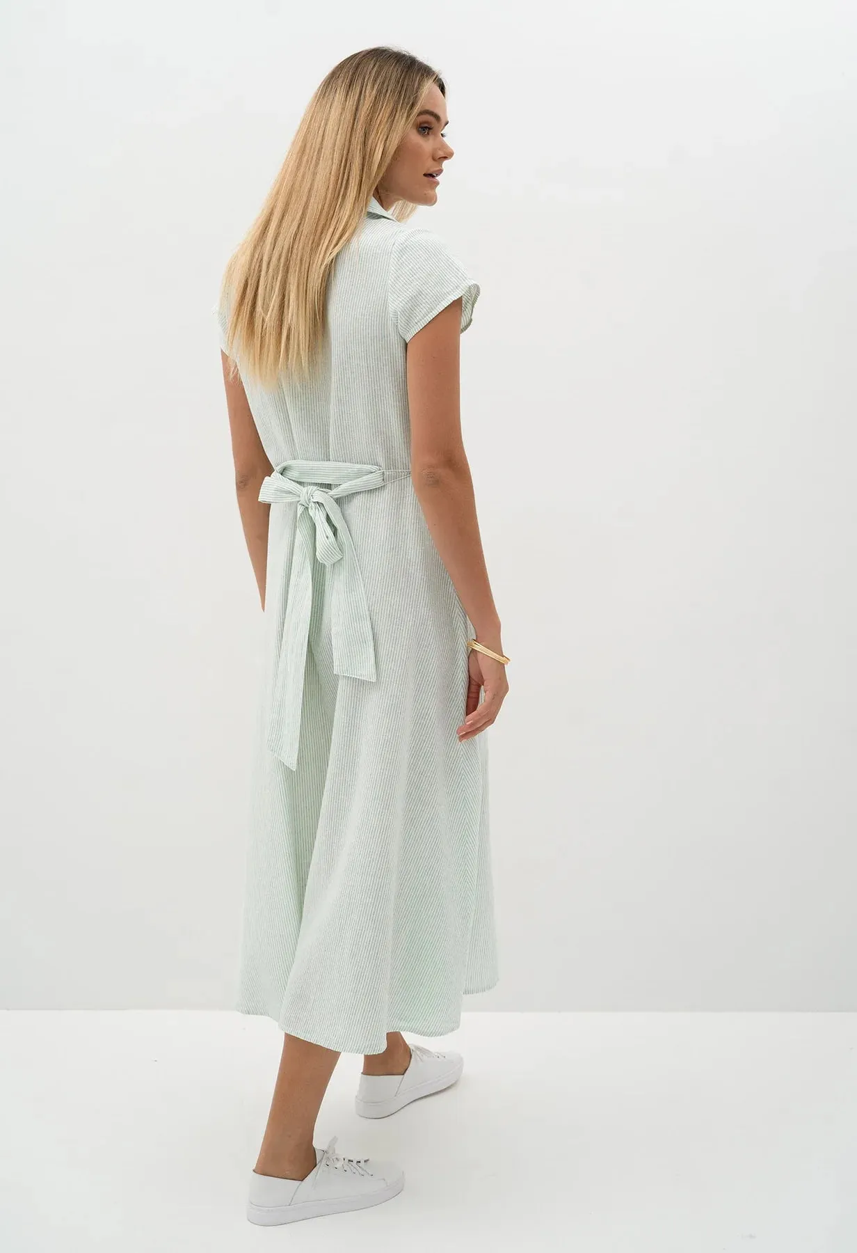 Dayna Shirt Dress - Green Stripe