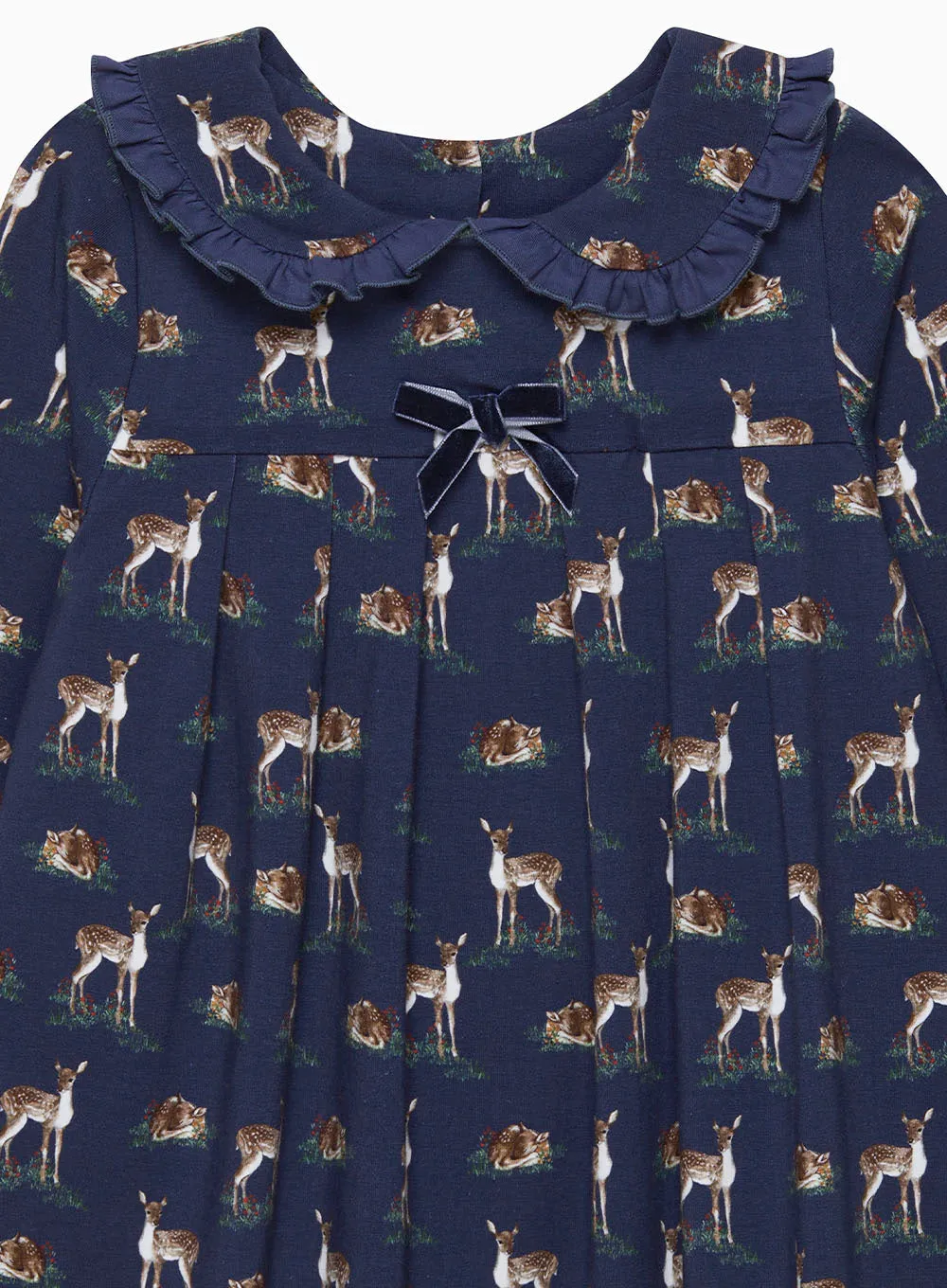 Deer Jersey Dress in Navy