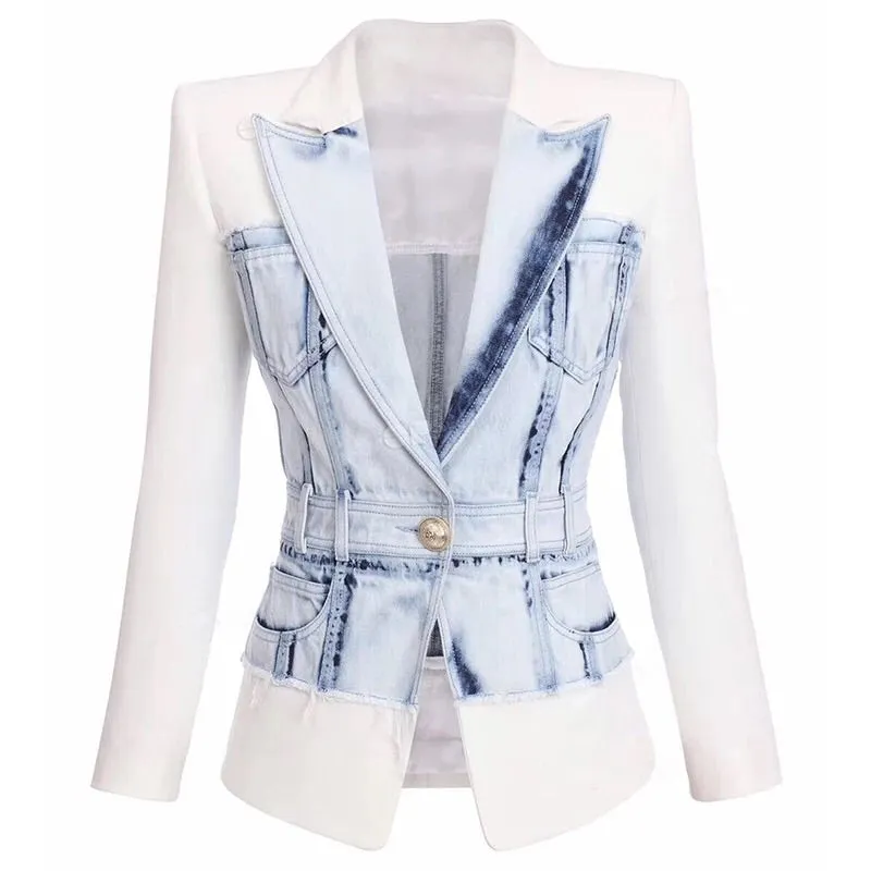 Denim Patchwork Blazer