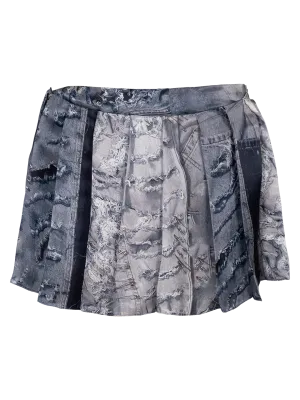 Denim Print Skort