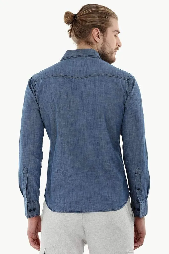 Denim Shirt with Bold Stitch