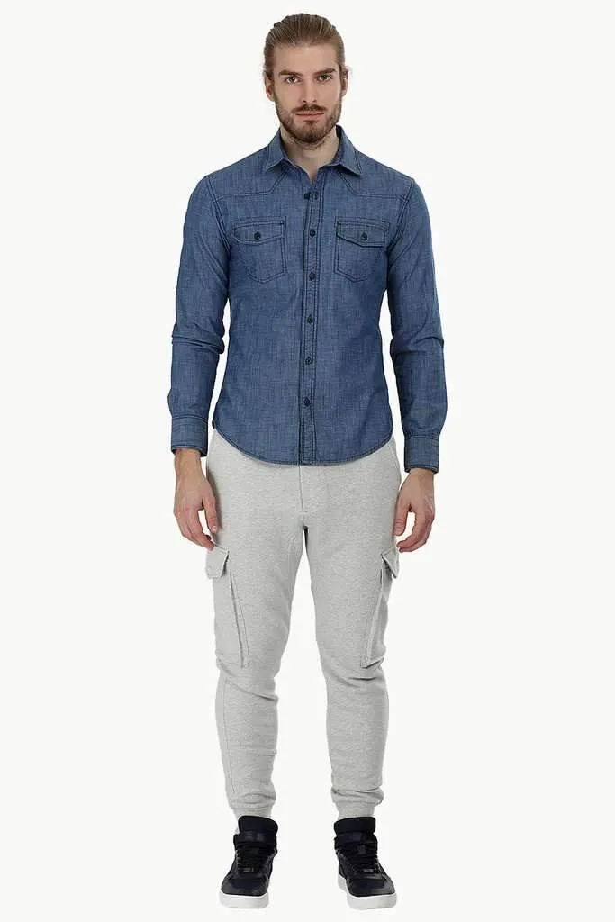 Denim Shirt with Bold Stitch