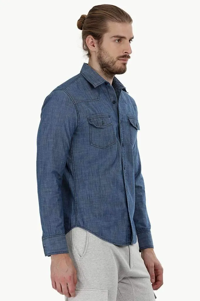 Denim Shirt with Bold Stitch