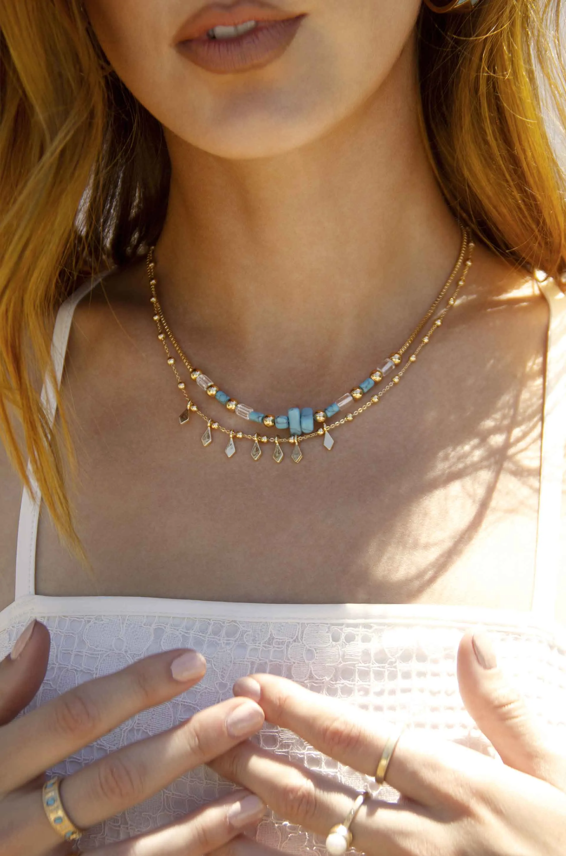 Desert Dreamer Turquoise Layered 18k Gold Plated Necklace
