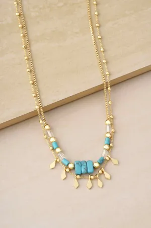 Desert Dreamer Turquoise Layered 18k Gold Plated Necklace