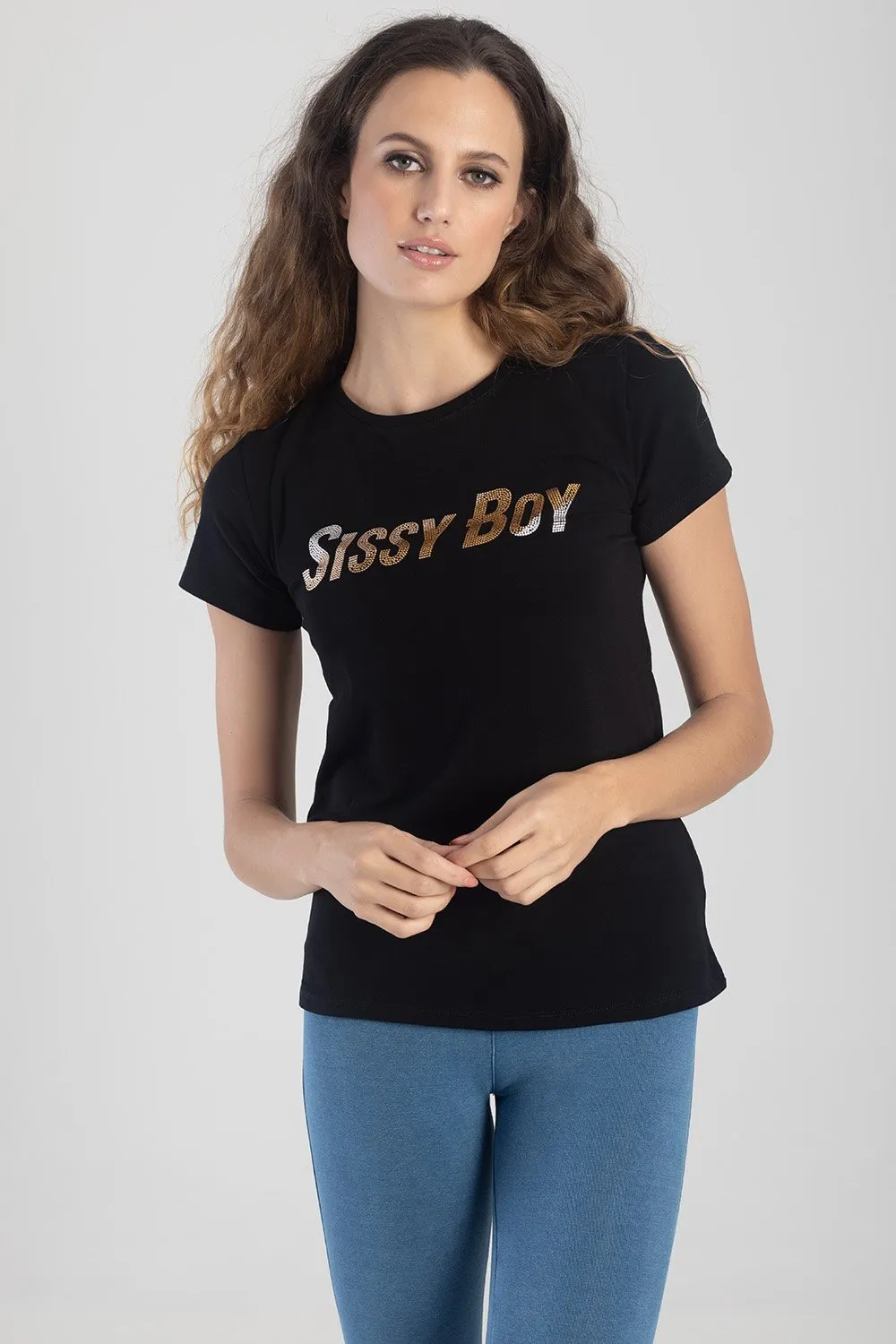 Diamante Bold Logo Tee - Black