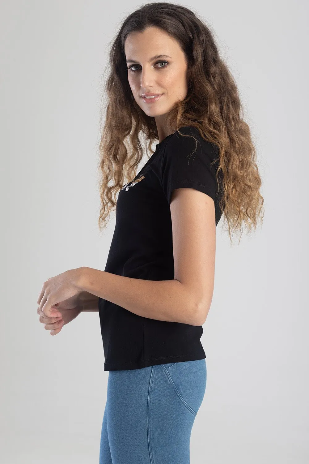 Diamante Bold Logo Tee - Black