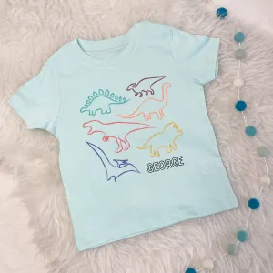 Dinosaur Sketch Personalised Kids T Shirt