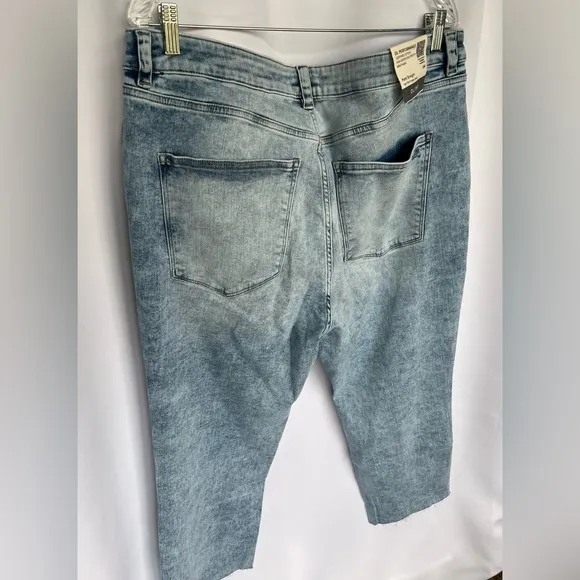 DL1961 Patti Straight Jeans High Rise Ankle Lt Seaglass Distressed Blue NWT 18W