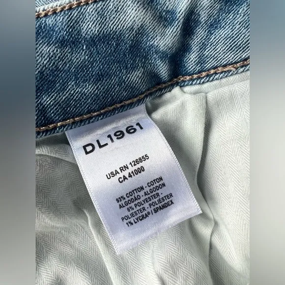 DL1961 Patti Straight Jeans High Rise Ankle Lt Seaglass Distressed Blue NWT 18W