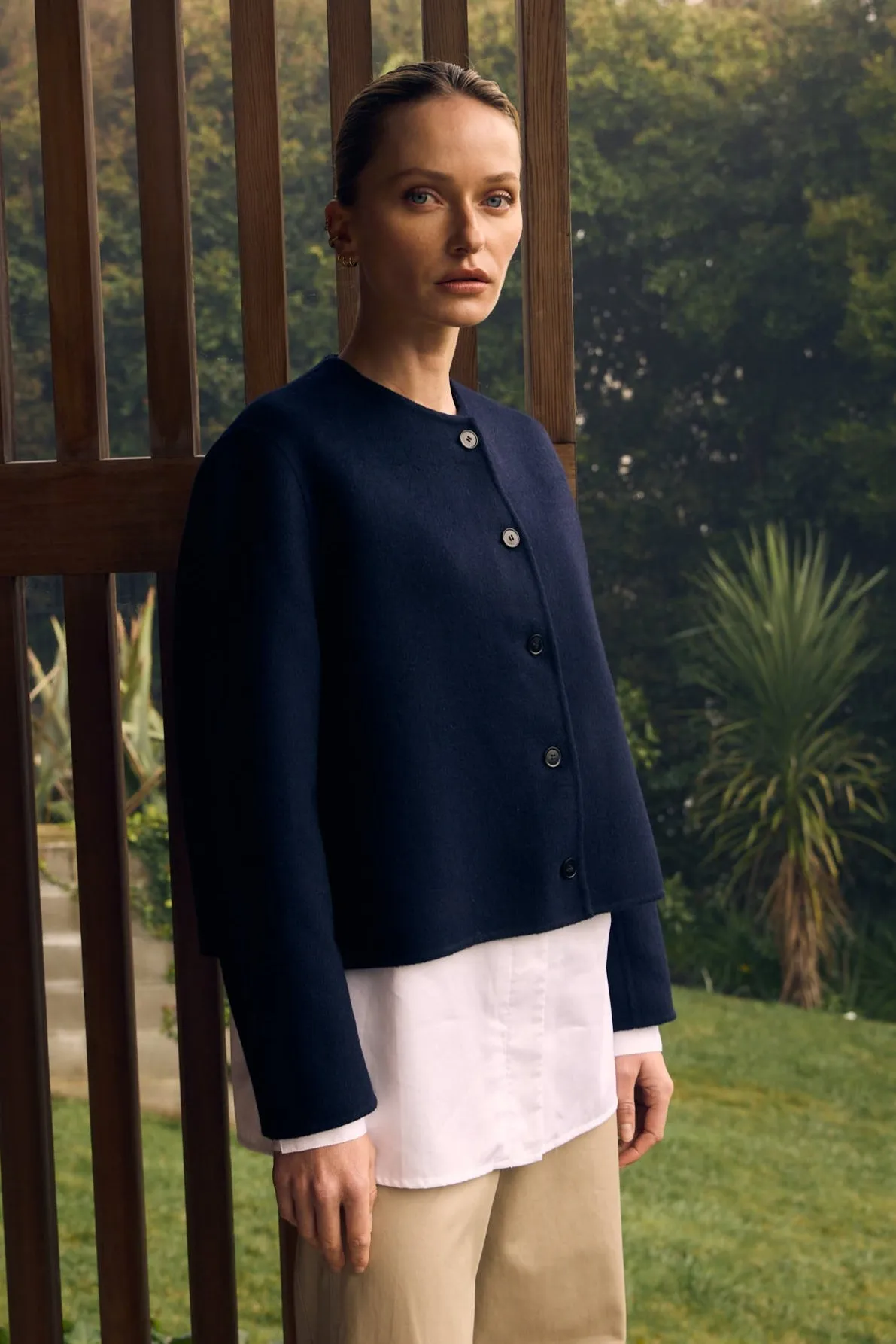 Double Faced Cardi Blazer - Navy