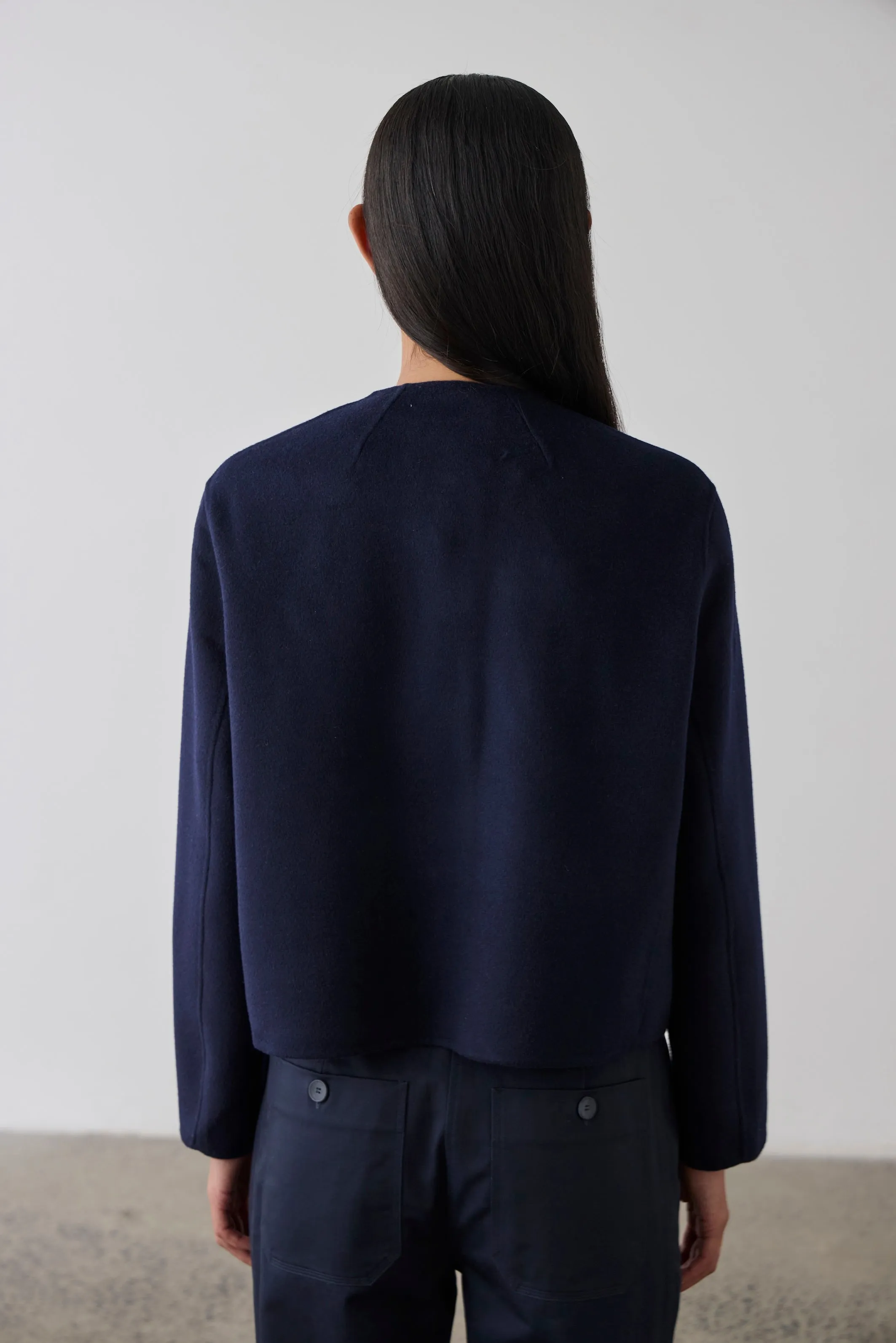 Double Faced Cardi Blazer - Navy