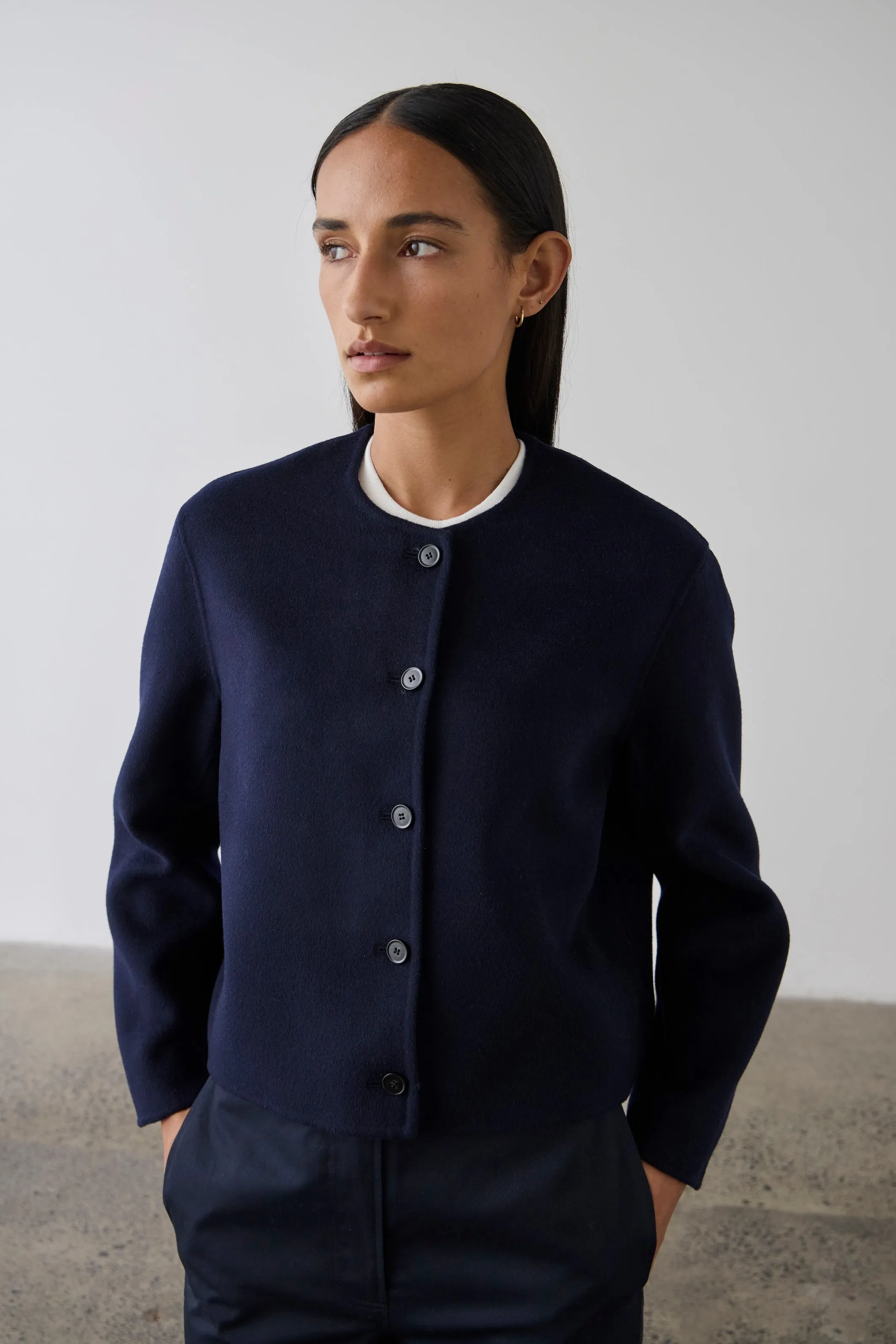 Double Faced Cardi Blazer - Navy
