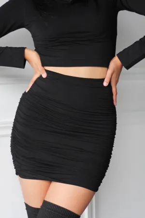 Double Layered Ruched Mini Skirt