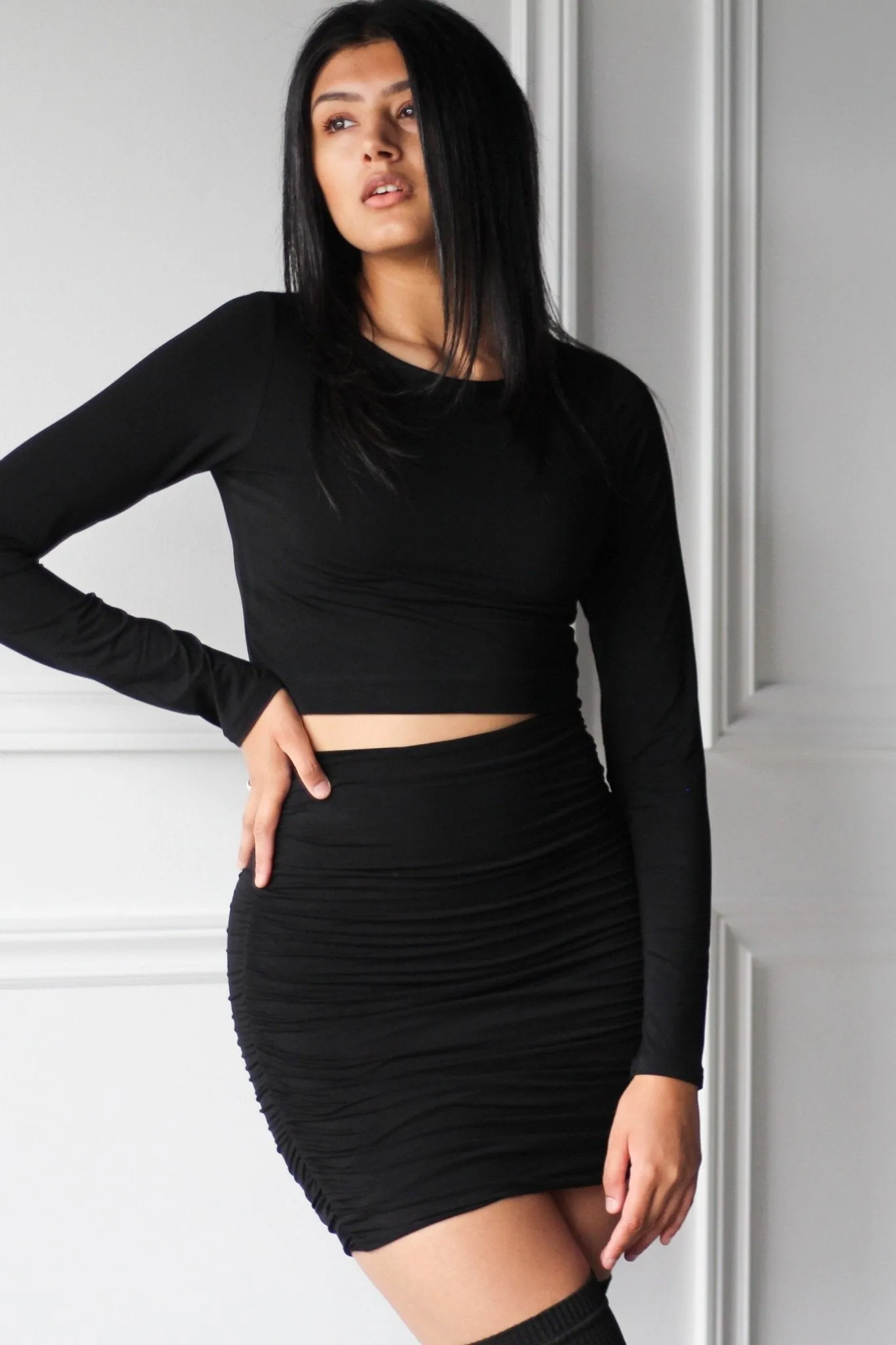 Double Layered Ruched Mini Skirt
